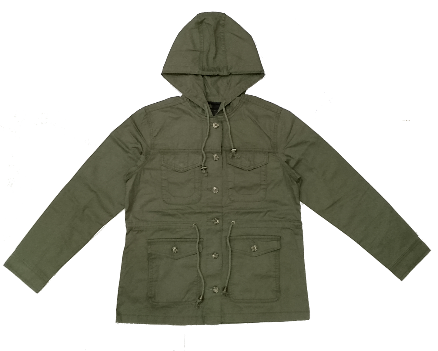 Dark Moss Green Hooded Denim Jacket