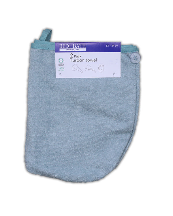 Turban Towel (2 Piece Pack Set) Light Aqua