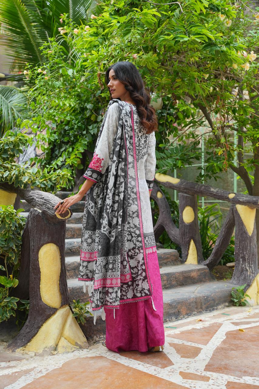 Ashni by Hira Lari | 3PC Unstitched Lawn Suit | HL-07 | Lawn 2025