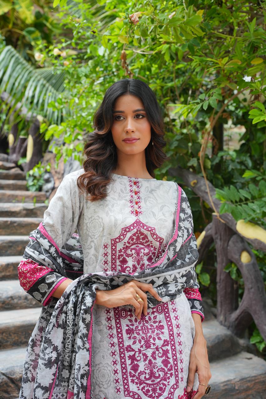 Ashni by Hira Lari | 3PC Unstitched Lawn Suit | HL-07 | Lawn 2025