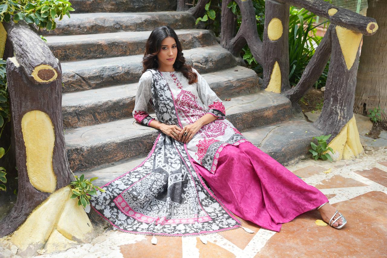 Ashni by Hira Lari | 3PC Unstitched Lawn Suit | HL-07 | Lawn 2025
