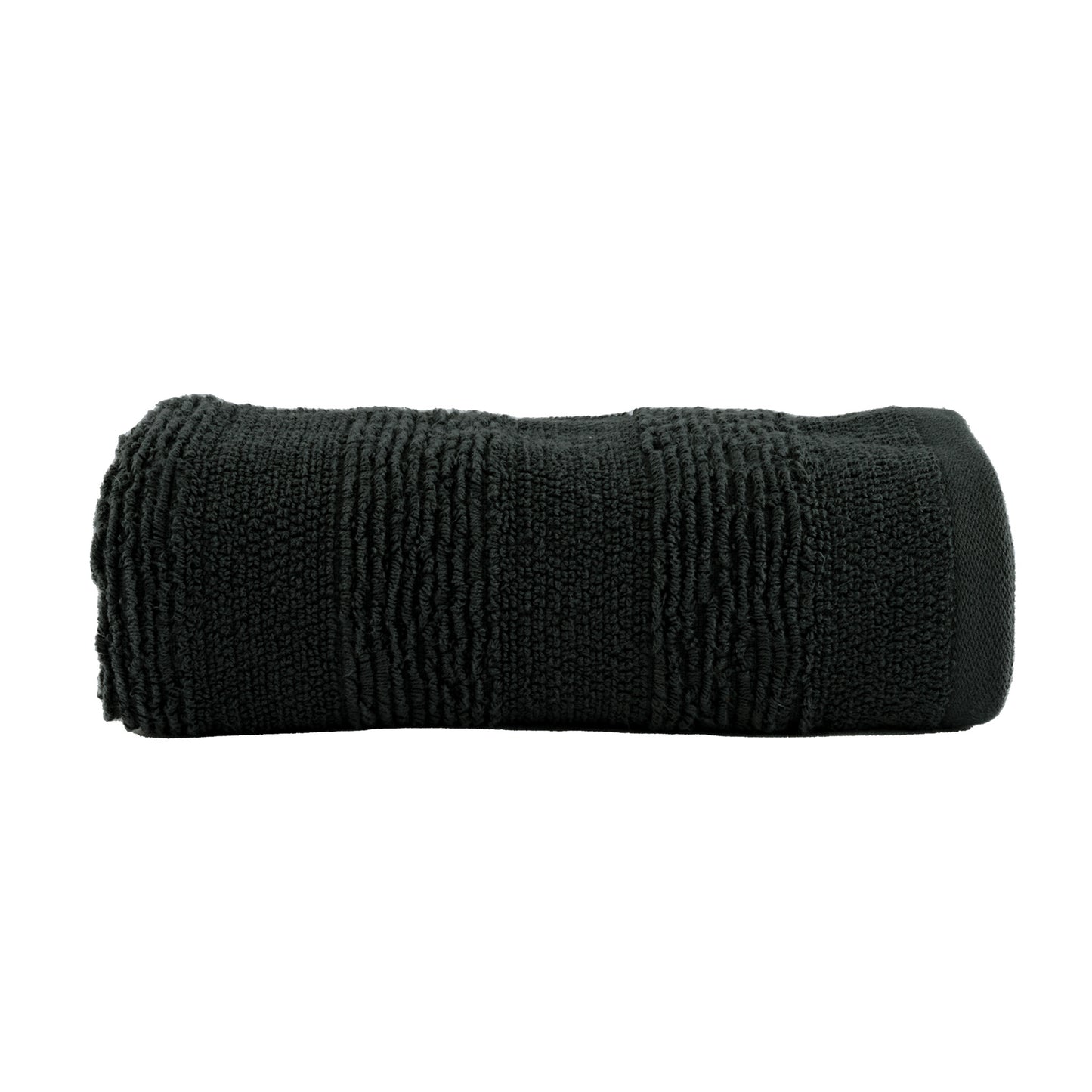 Charcoal - HL - Park Lane Hand Towel – 550 GSM | High Low Rib Stripe Design (50×100 cm)