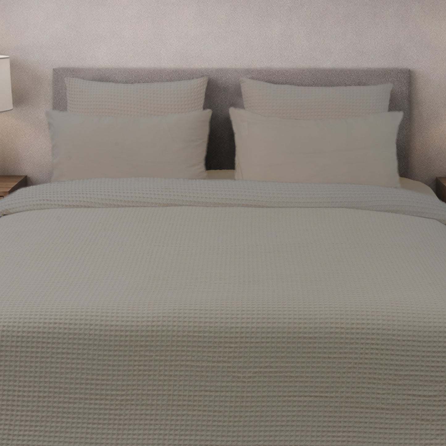HL King Quilt Cover Set – Luxury Waffle Texture (Beige)