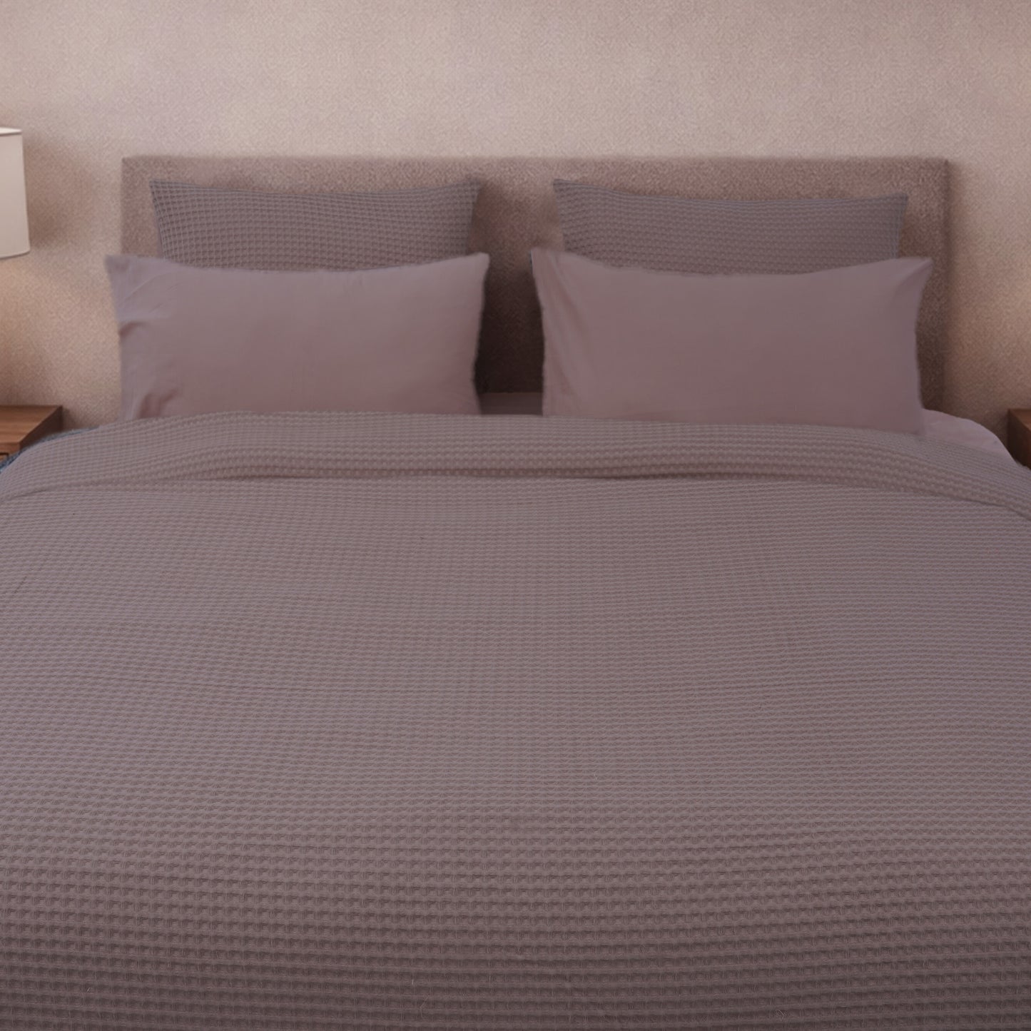 HL King Quilt Cover Set – Luxury Waffle Texture (Brown)