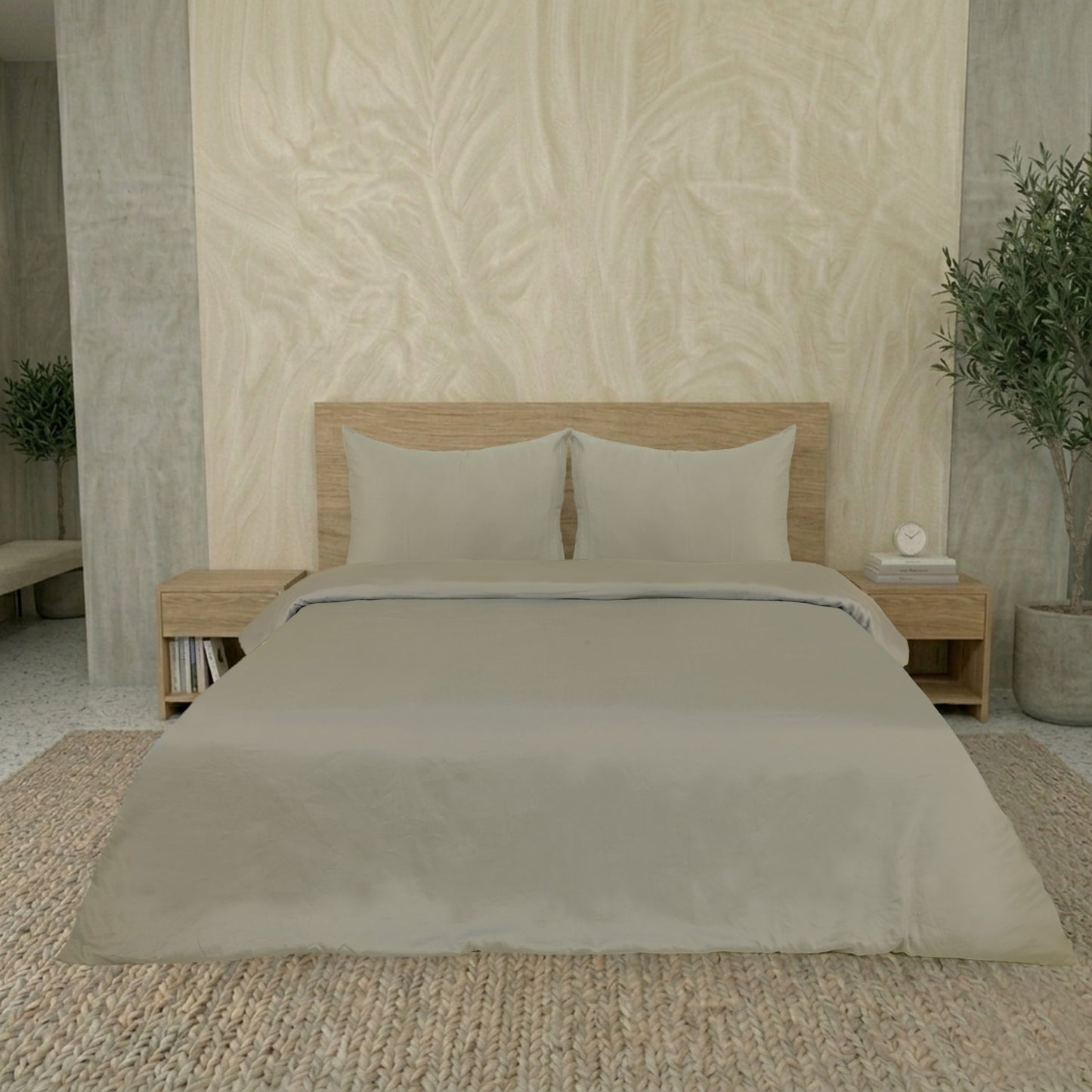 Silver Grey Luxury Hotel Collection King Quilt Cover Set with 2 Pillow Covers – 104" x 95" – 100% Cotton Sateen TC-200