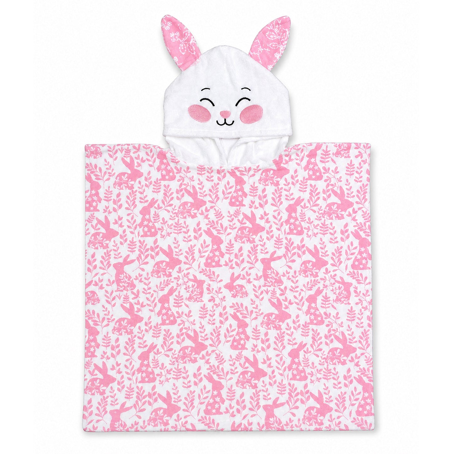 Baby Hooded Poncho (Printed) – Bunny Design (60 × 120 cm)