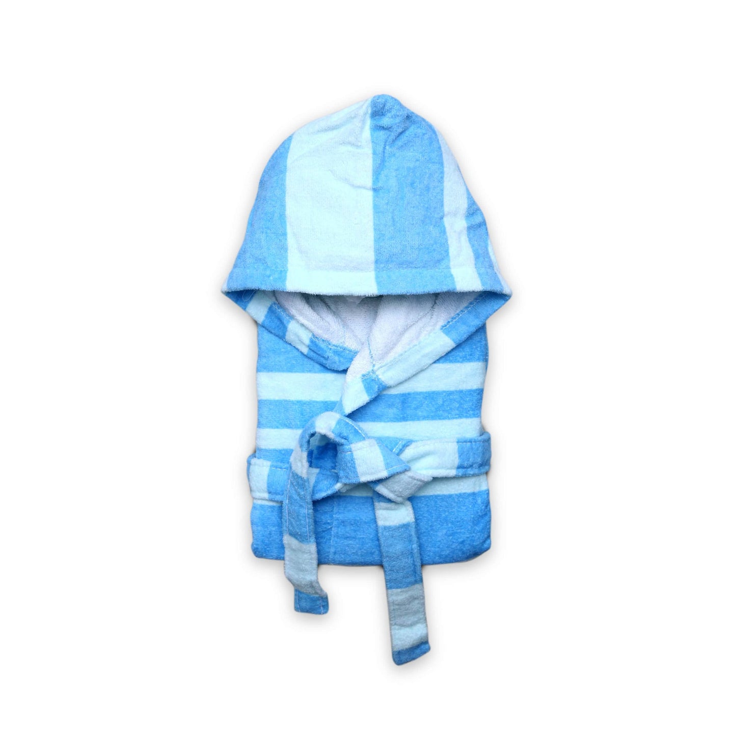 Kid Hooded Bathrobe 10-12 (Light Blue Stripe)
