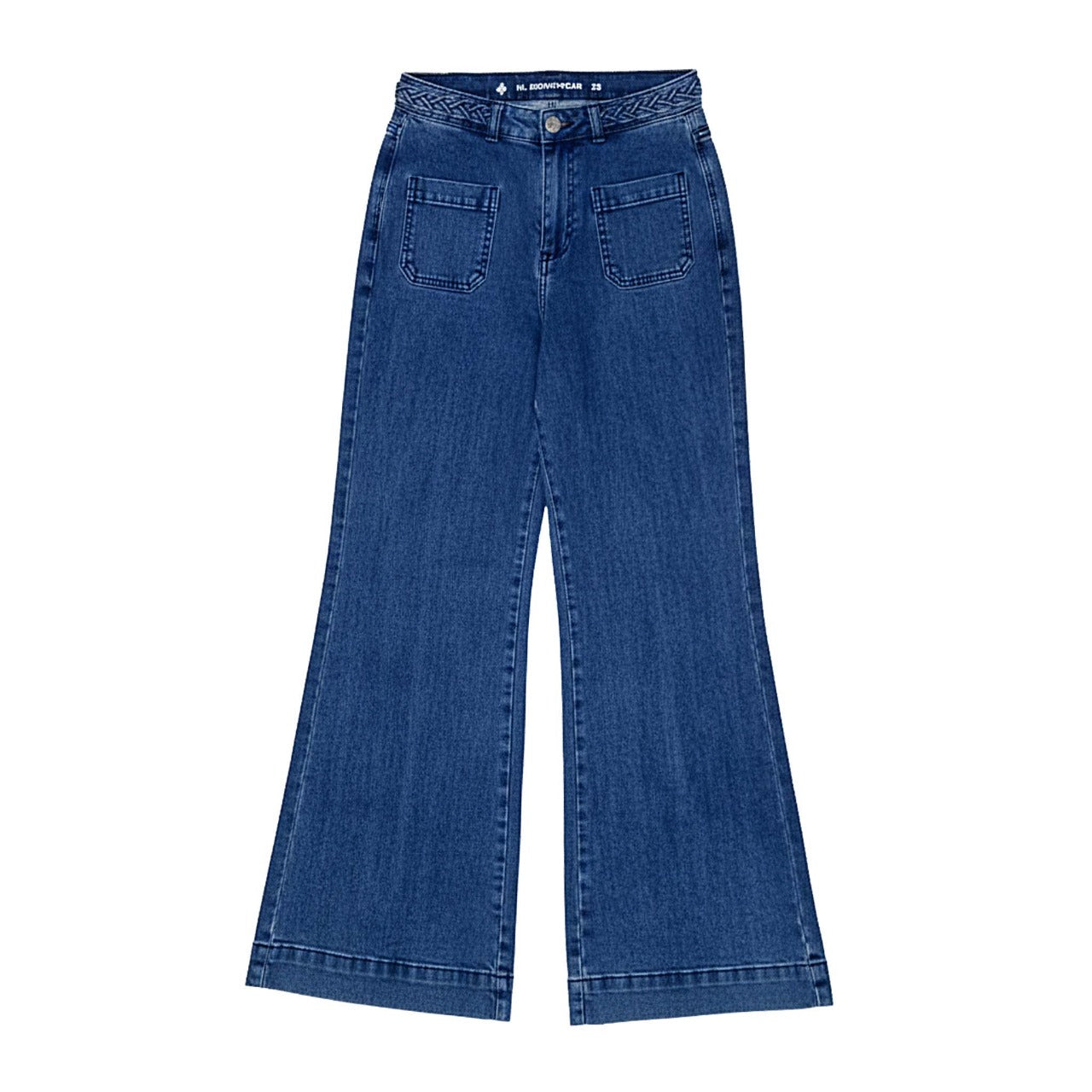 HL Denim High-Waist Retro Flared Jeans – Classic Blue 70s Chic