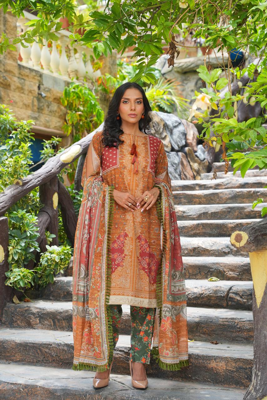 Kilim by Hira Lari | 3PC Unstitched Lawn Suit | HL-06 | Lawn 2025