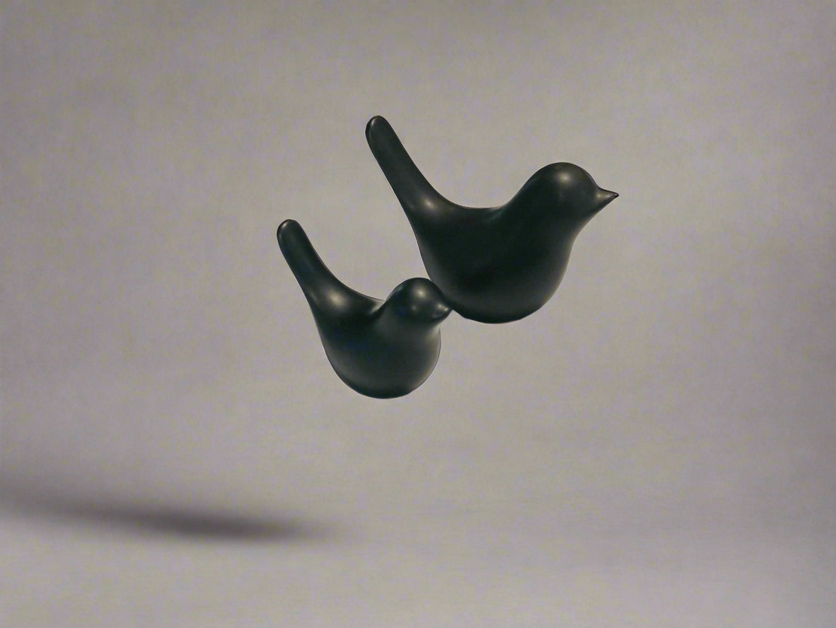 Black Bird Figurines Set, 2-Piece | BD2PBK
