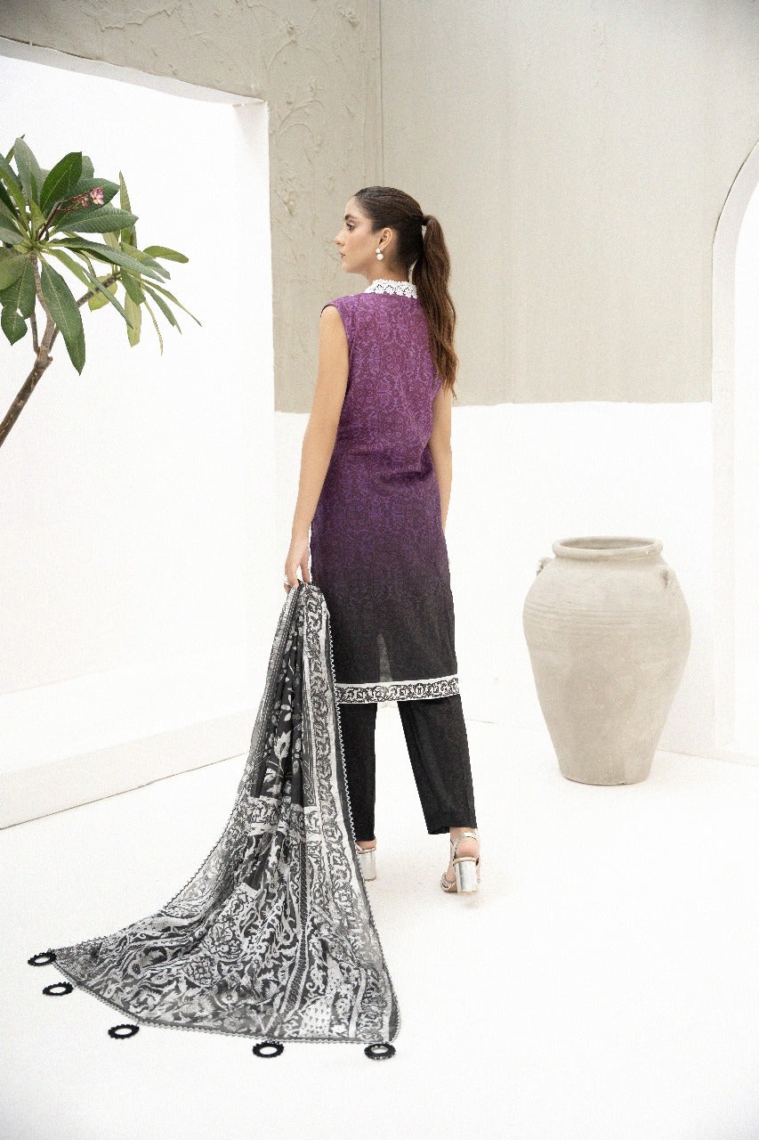 Motifs by Hira Lari | 3PC Unstitched Lawn Suit | HL-02 | Lawn 2025