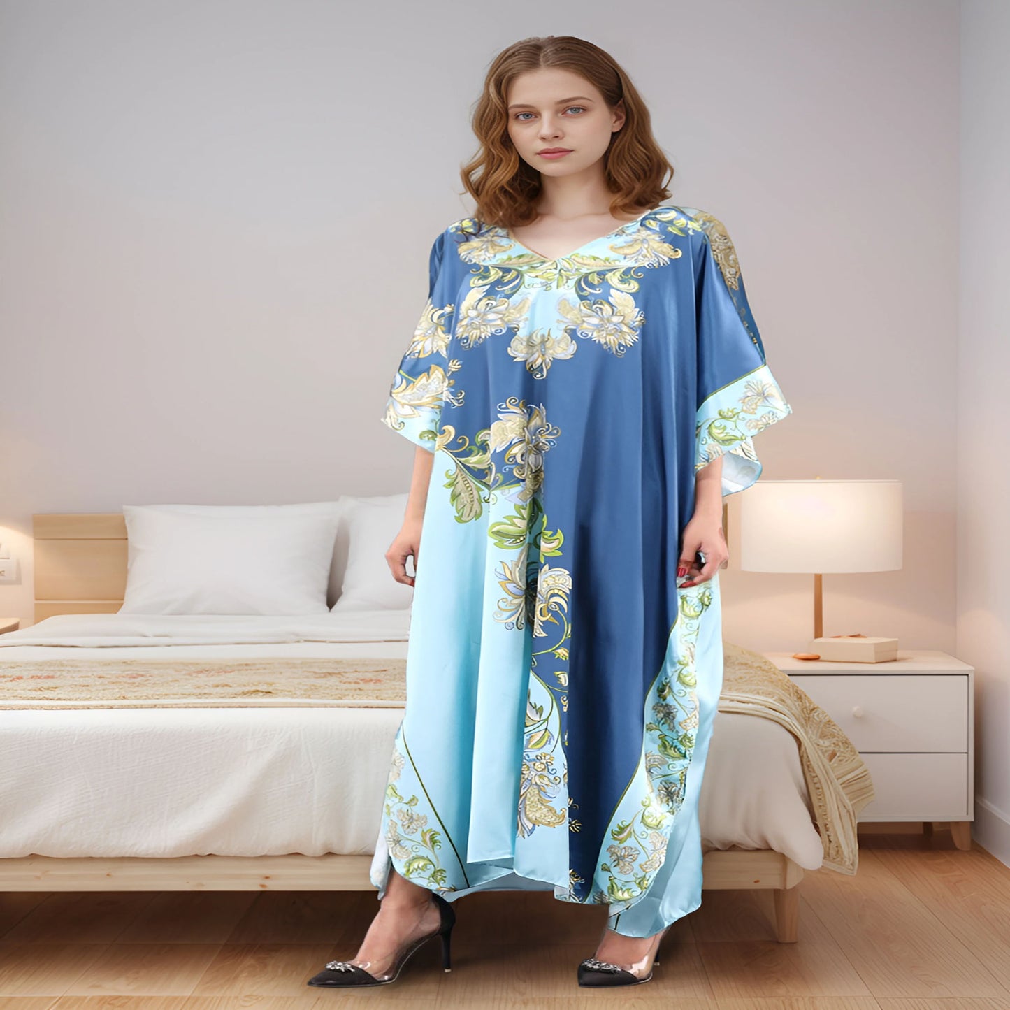 HL | Printed Satin Long Caftant | LNWST09