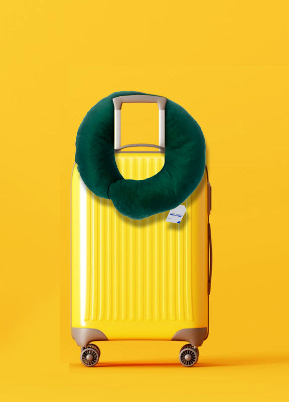 U-Shape Travel Neck Pillow – Velvet (Green)