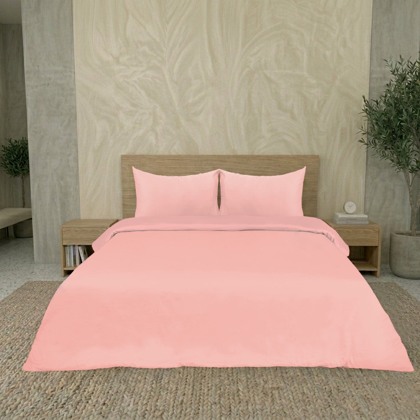 Pink Luxury Hotel Collection King Quilt Cover Set with 2 Pillow Covers – 104" x 95" – 100% Cotton Sateen TC-200