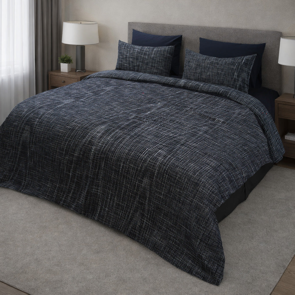 HL King Quilt Cover Set – Artisan Waffle Texture (Black)