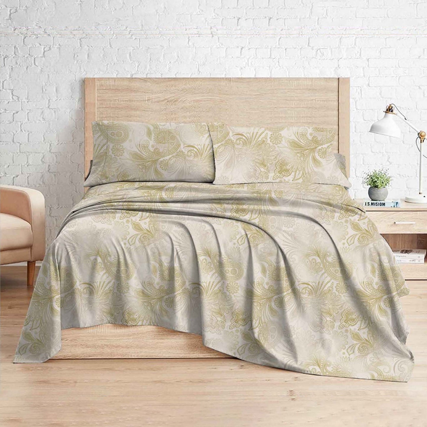 Spring | Royal Crest Digital Print Flat Sheet Set | Single/King