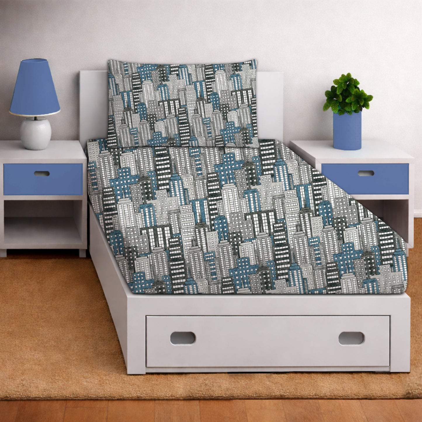 Building – Sweet Dreams Kids Flat Sheet Set (T-144 | 100% Cotton)