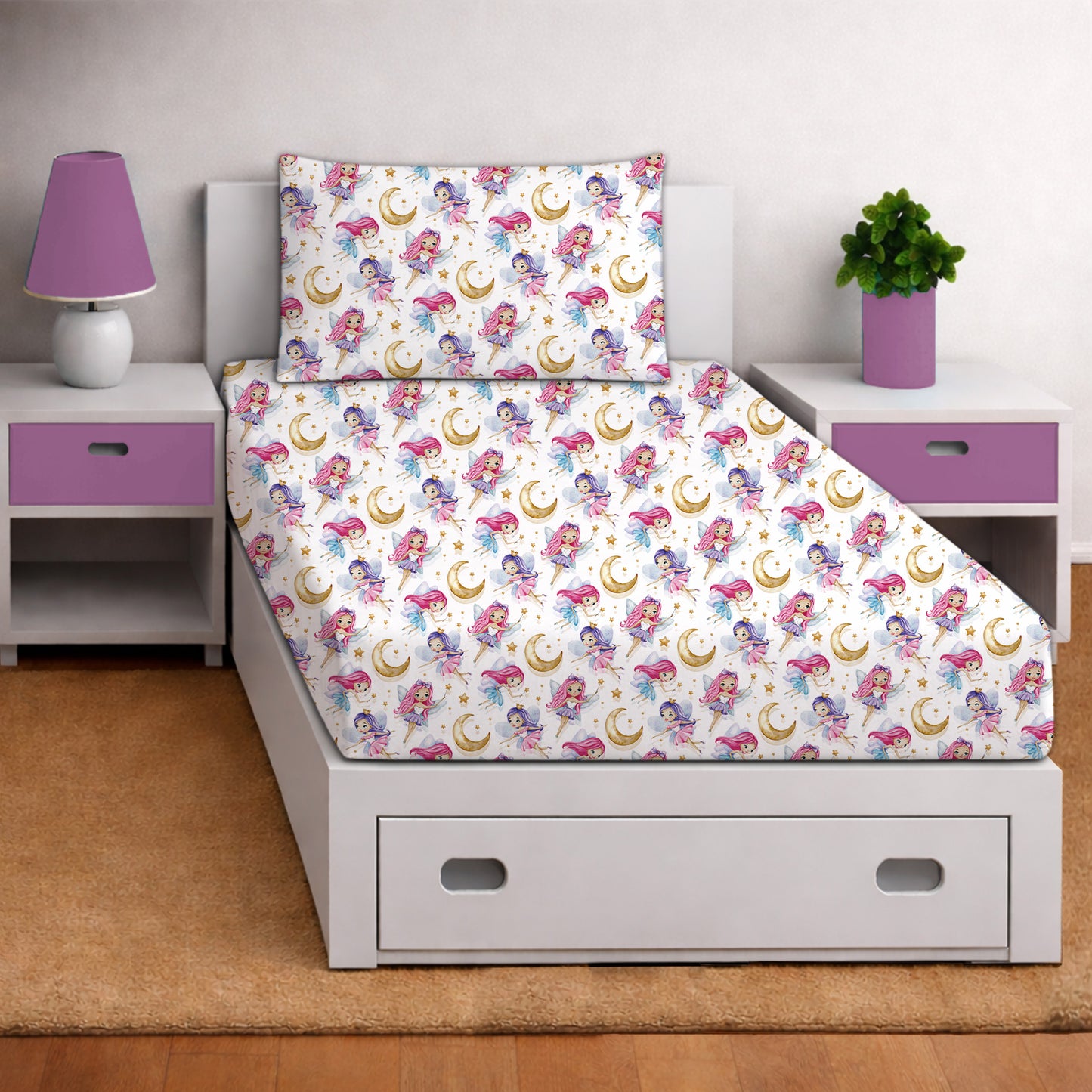 Fairy – Sweet Dreams Kids Flat Sheet Set (T-144 | 100% Cotton)