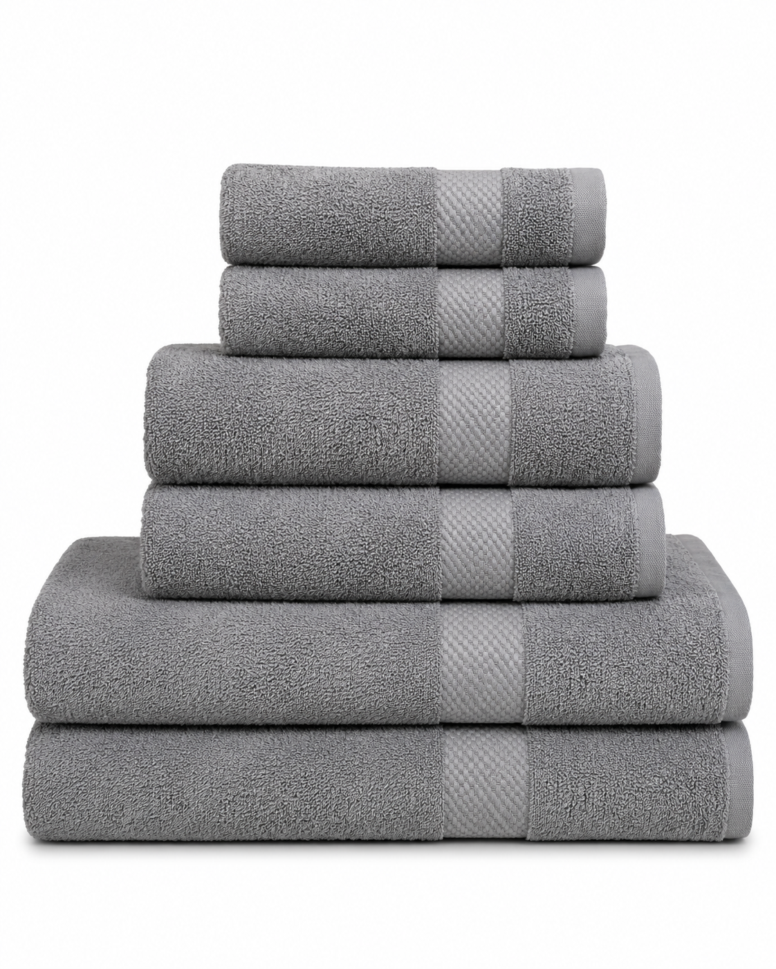 Grey – 6 Pcs Towel Set | Guest, Hand & Bath Towels