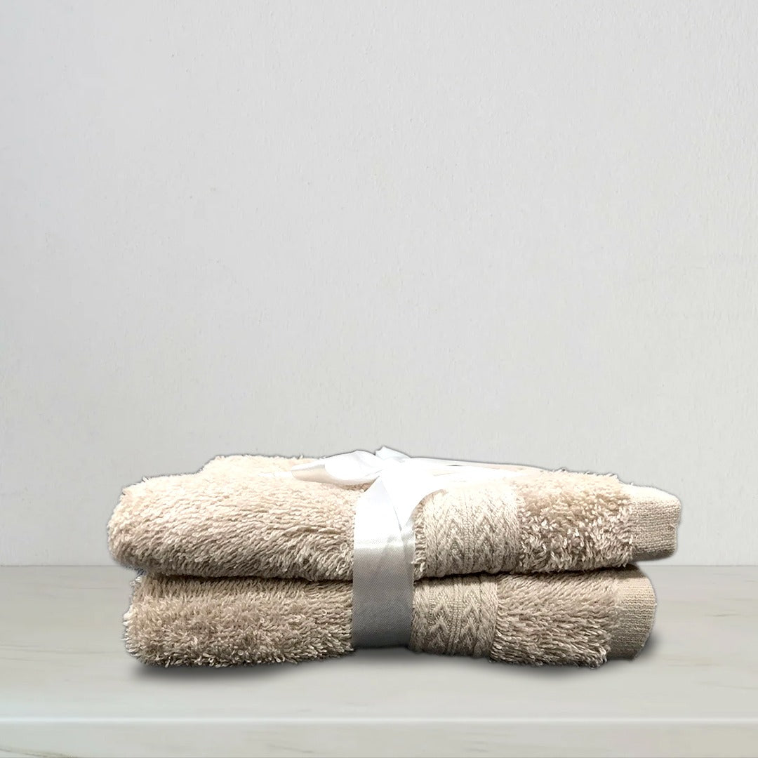 Beige | 2-Pack Dobby Guest Towel Set | TGT2BE1