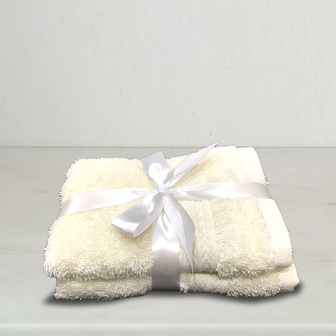 Cream | 2-Pack Guest Towel Set Dobby Fancy | TGT2CR