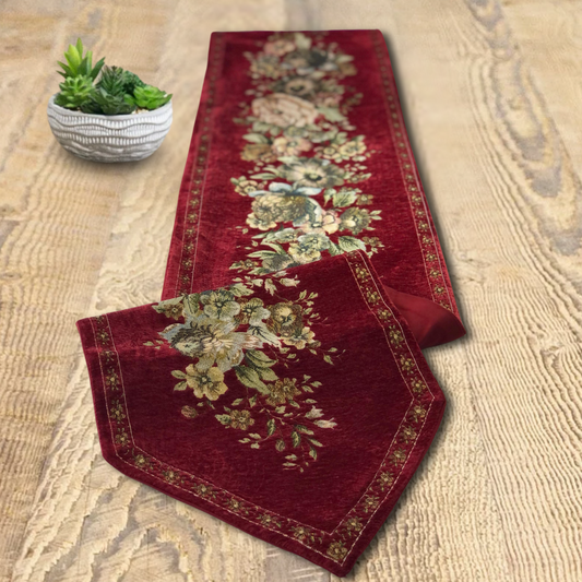 Maroon Jacquard Table Runner – 210 cm
