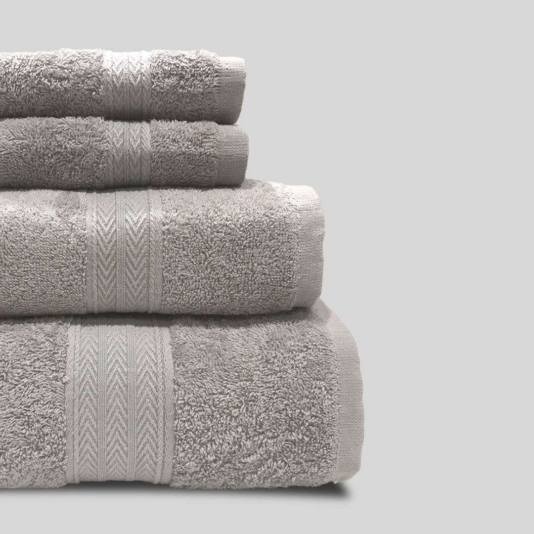Grey | 4-Piece Dobby Fancy Towel Set | TWHB4GY1