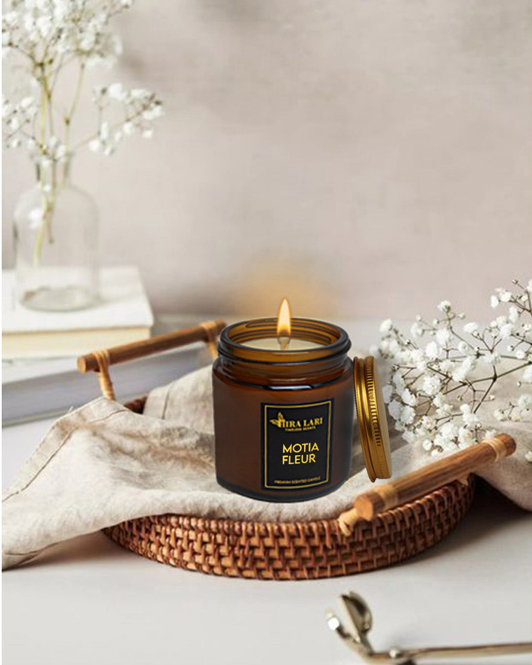 Motia Fleur Amber Candle Jar – Small