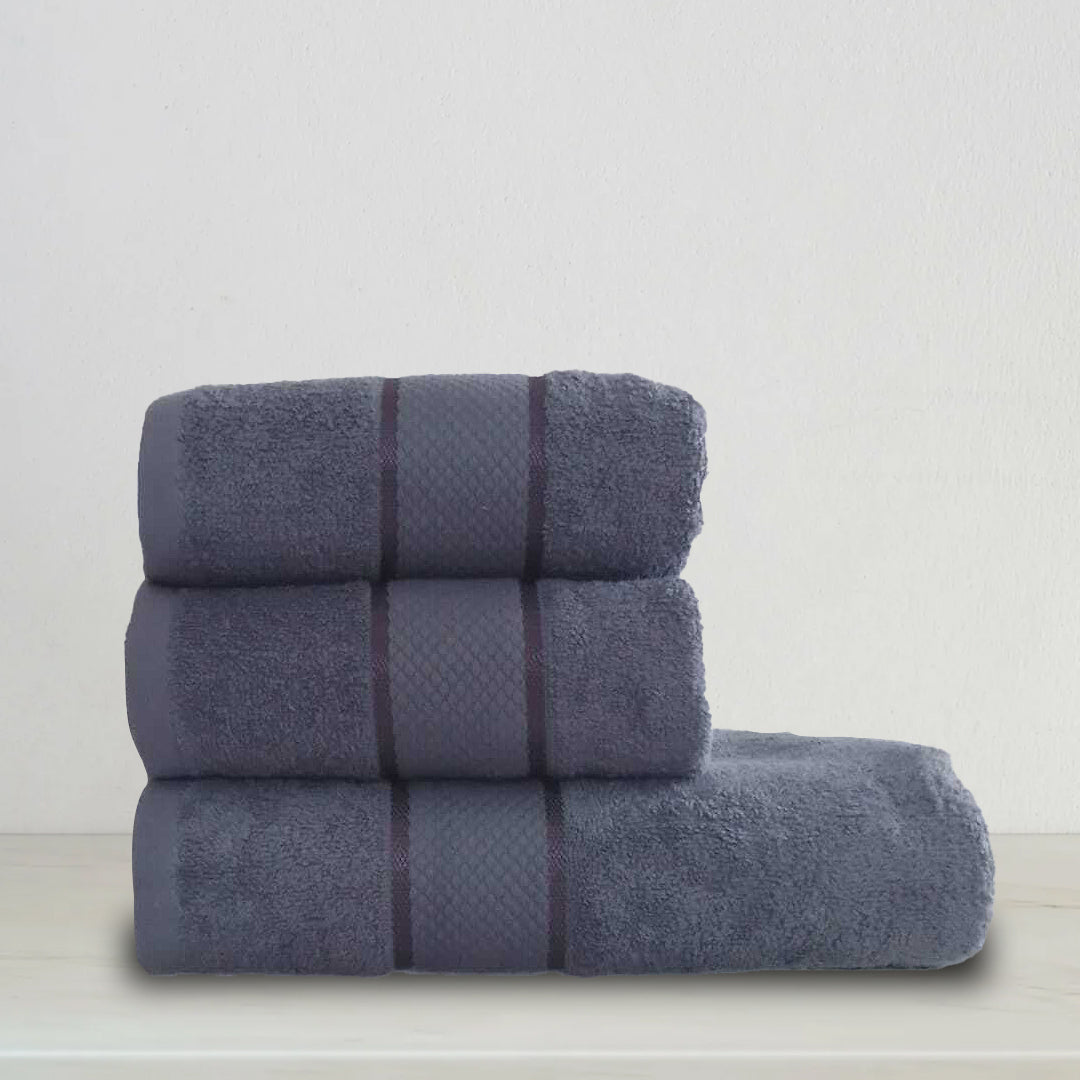 Grey Towel Set Fancy (Pk of 3)