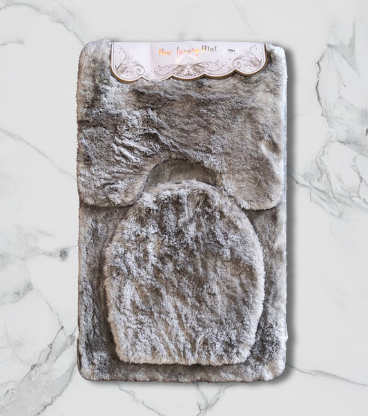 Silver - Luxury Bath Mat Set | 3-Piece
