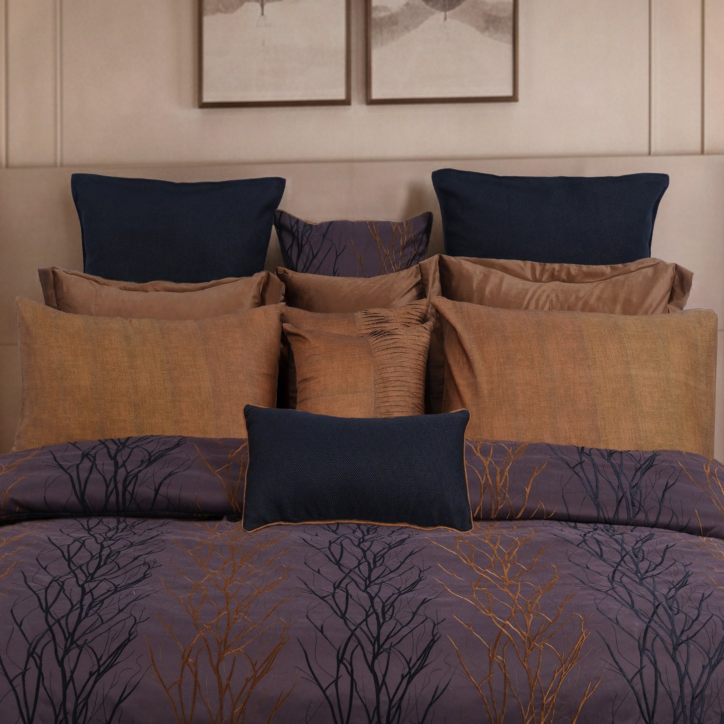 Brown Royale HL Signature Luxury Bed Linen Set by Hira Lari
