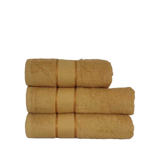 Fancy Three Pieces Towel Set in Mustard - Pack of 3