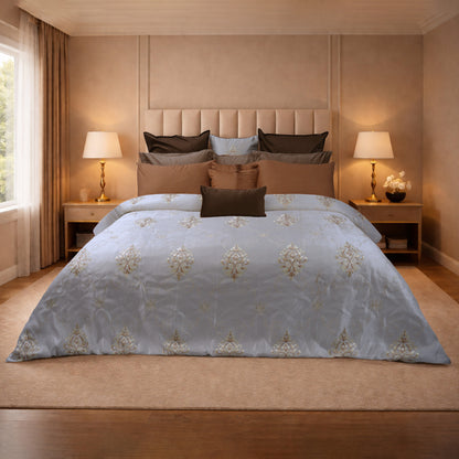 Silver Royale HL Signature Luxury Bed Linen Set by Hira Lari