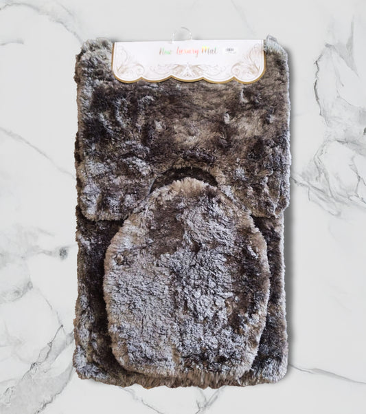 Grey - Luxury Bath Mat Set | 3-Piece