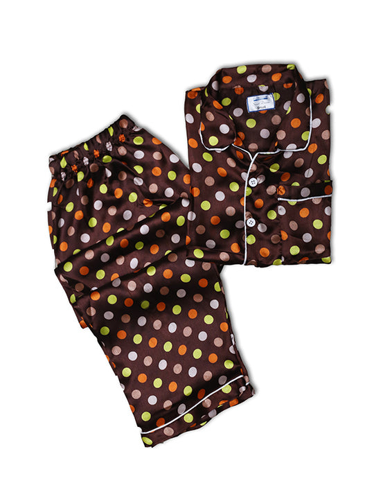 Polka Dot Brown Printed Nightwear