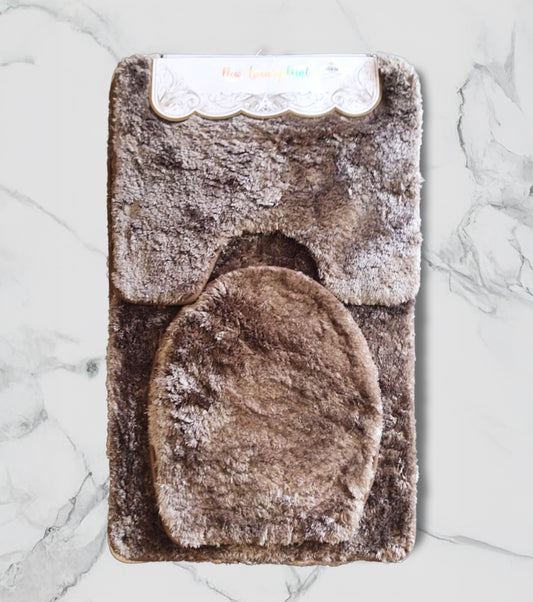 Brown - Luxury Bath Mat Set | 3-Piece