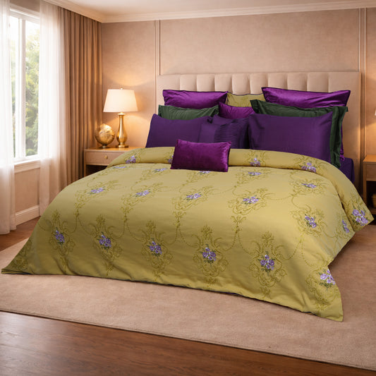 Mustard Royale HL Signature Luxury Bed Linen Set by Hira Lari