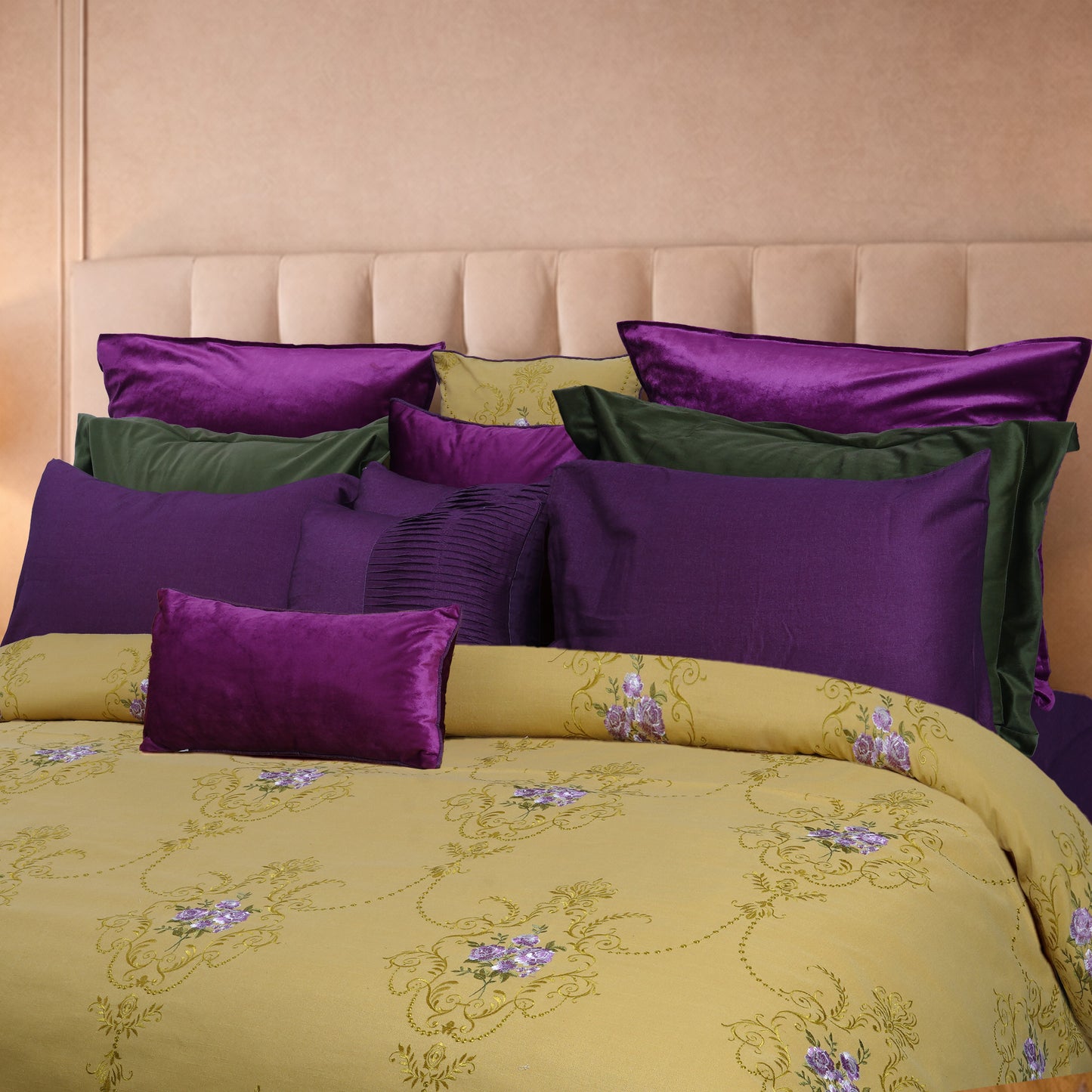 Mustard Royale HL Signature Luxury Bed Linen Set by Hira Lari