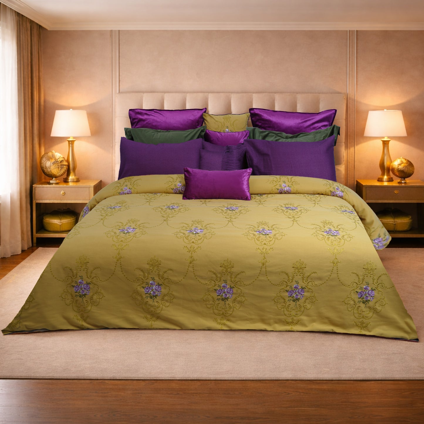 Mustard Royale HL Signature Luxury Bed Linen Set by Hira Lari