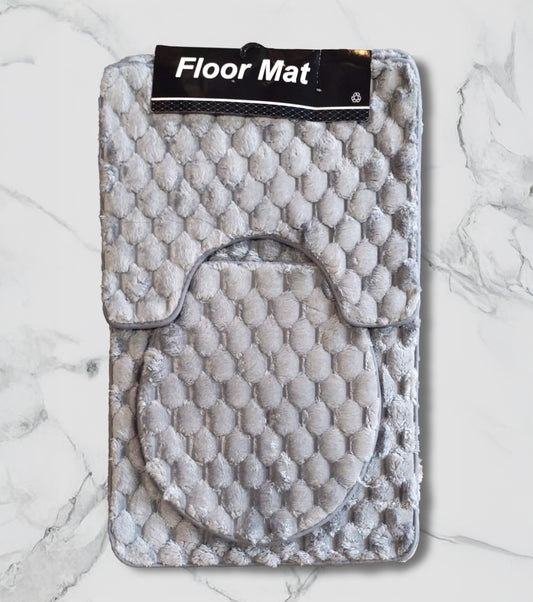 Grey - Rainbow Bath Mat Set | 3-Piece