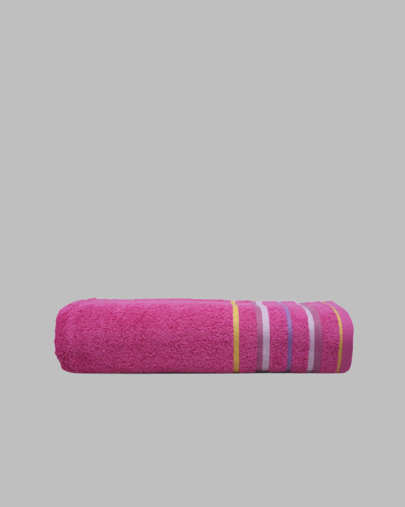 Bath Towel Stripes (Fushia Pink)