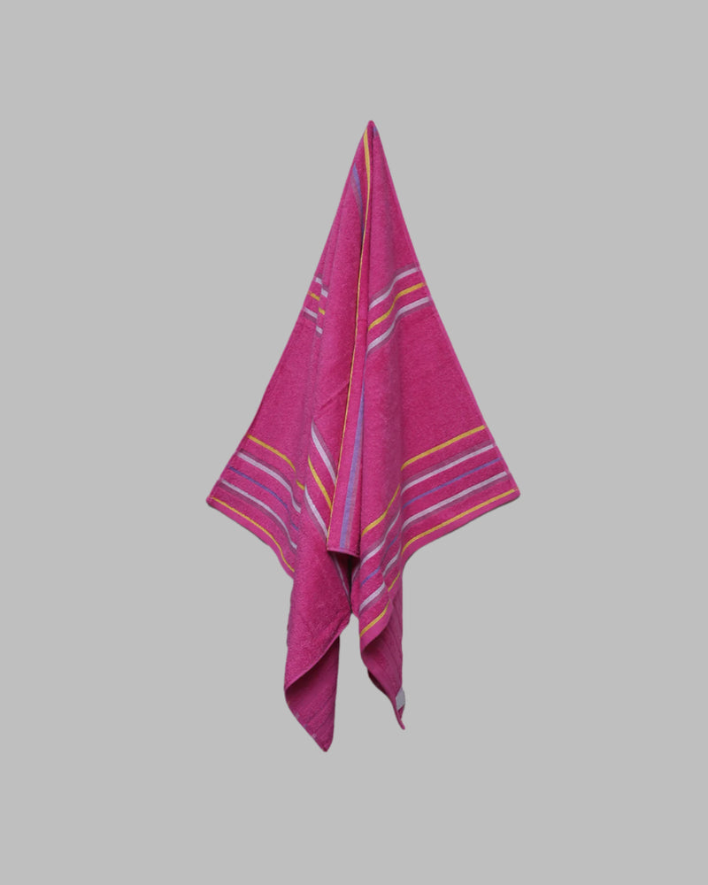 Bath Towel Stripes (Fushia Pink)