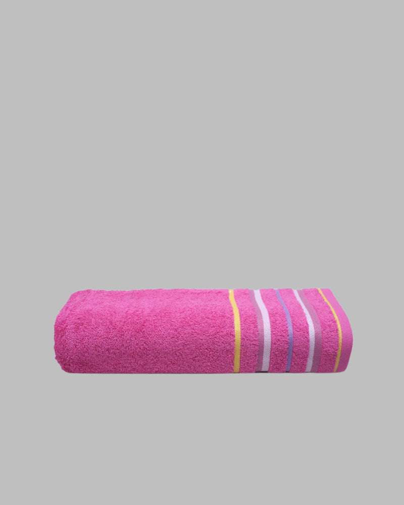 Bath Towel Stripes (Fushia Pink)