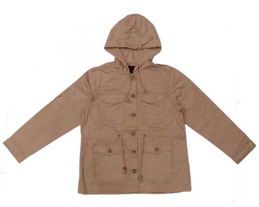 Pale Khaki Hooded Denim Jacket