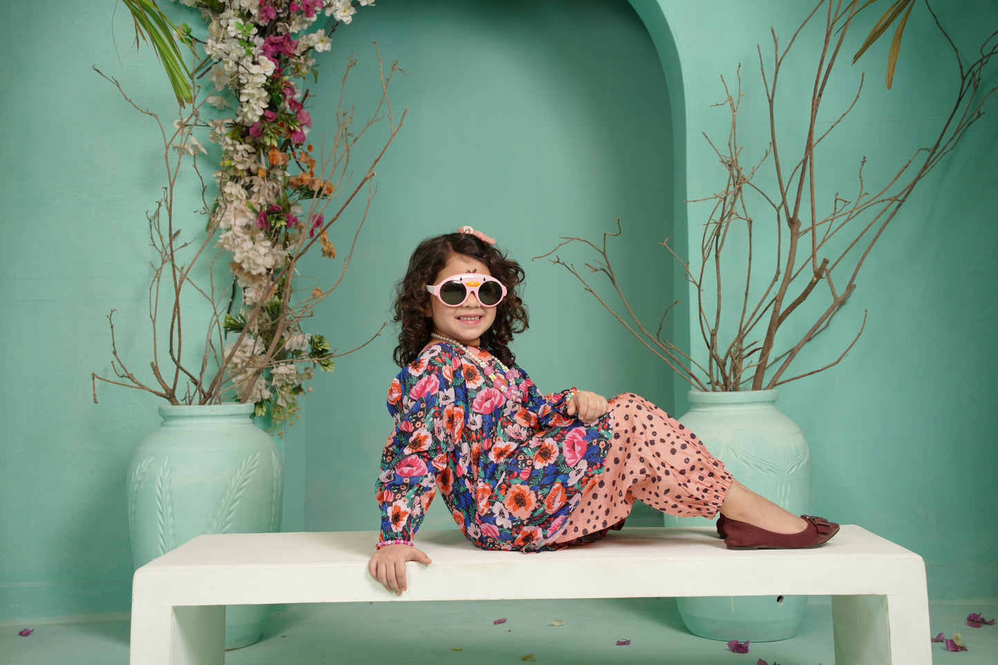 Dark Bloom | HL Lawn Suit 2 Pieces Stitched | Kids