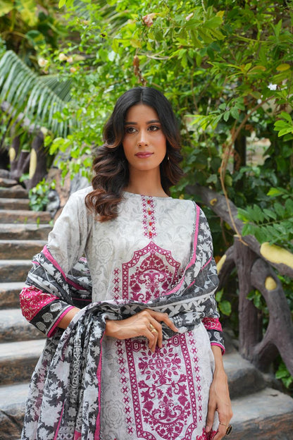 Ashni by Hira Lari | 3PC Unstitched Lawn Suit | HL-07 | Lawn 2025