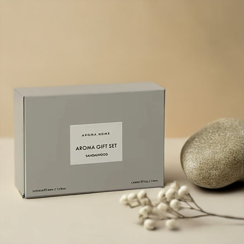 Sandalwood – Aroma Gift Set (Scented Candle & Reed Diffuser)