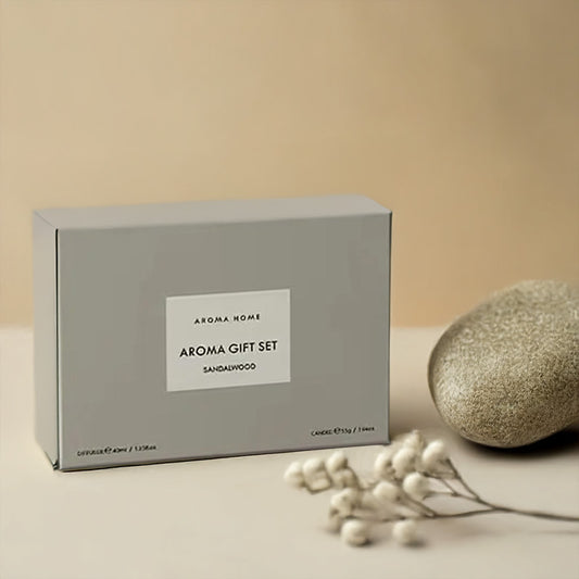 Sandalwood – Aroma Gift Set (Scented Candle & Reed Diffuser)