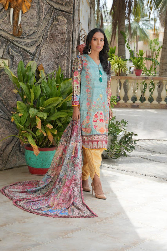 Bluzaar by Hira Lari | 3PC Unstitched Lawn Suit | HL-10 | Lawn 2025