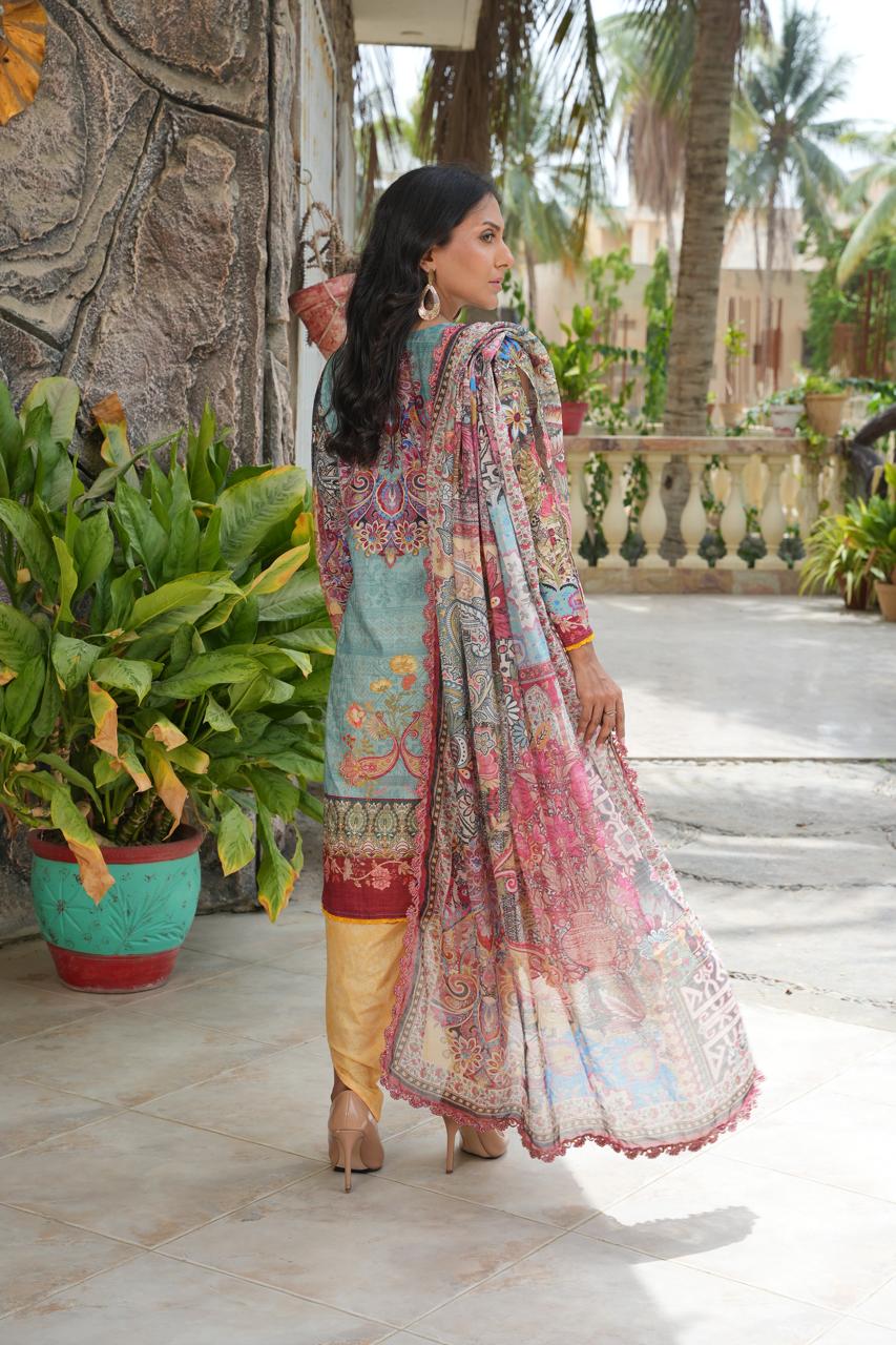 Bluzaar by Hira Lari | 3PC Unstitched Lawn Suit | HL-10 | Lawn 2025